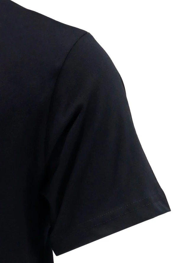 Erkek Standart Göğüs Baskılı Mavi Siyah 2'li Set T-Shirt - Resim 9