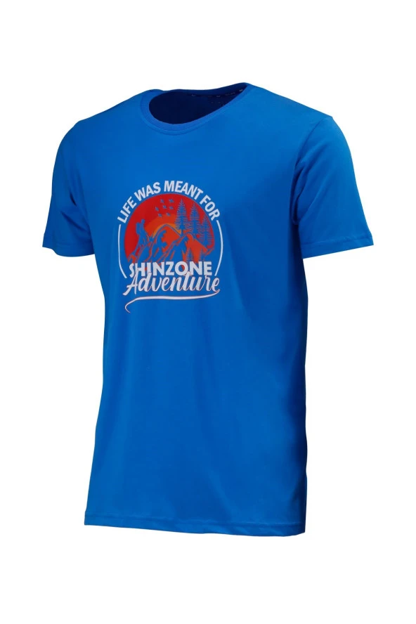 Erkek Standart Göğüs Baskılı Mavi Haki 2'li Set T-Shirt - 2