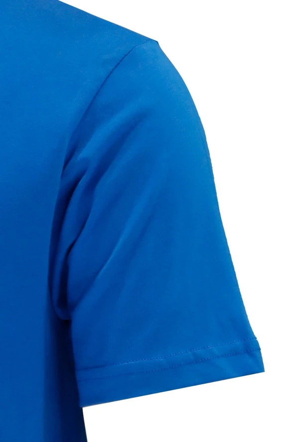 Erkek Standart Göğüs Baskılı Mavi Haki 2'li Set T-Shirt - 5