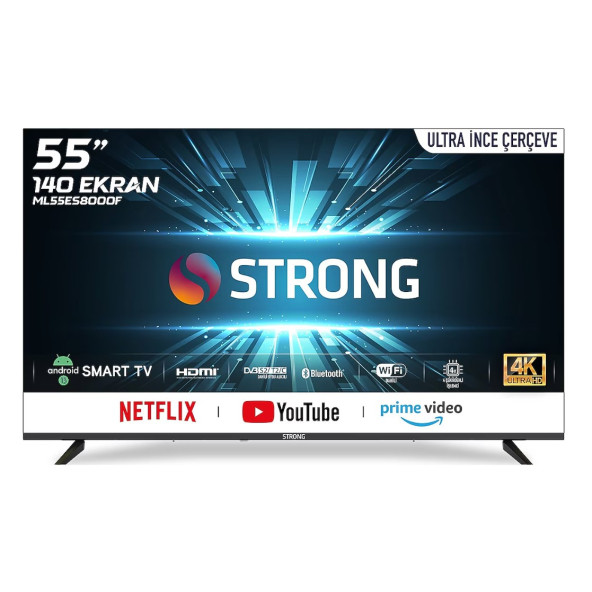 Strong ML55ES8000F Frameless 4K Ultra HD 55" 140 Ekran Uydu Alıcılı Android Smart LED TV