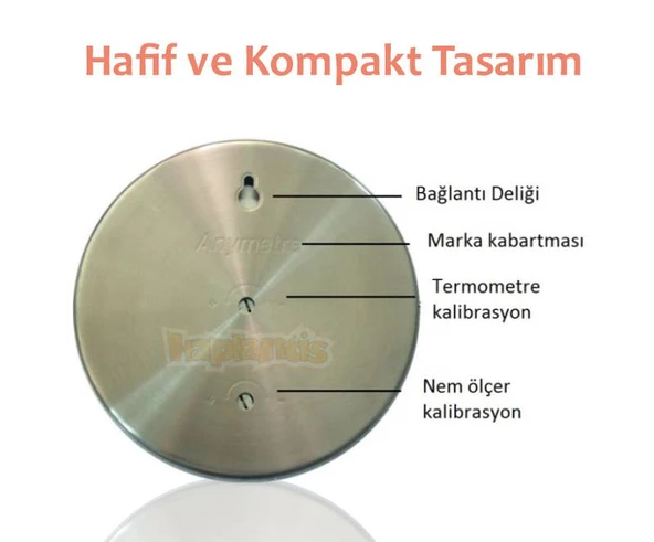 Anymetre TH603 Termometre Nem Ölçer Higrometre Paslanmaz Çelik Metal Çerçeve - 6