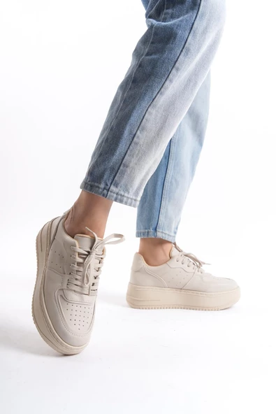 Kadın Bağcıklı Platform Taban Günlük Spor Ayakkabı Sneaker - 5