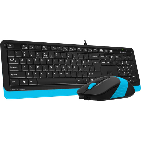 A4Tech F1010 USB Q Trk Optic Mouse Siyah/Mavi Standart Klavye - Mouse Set - 2