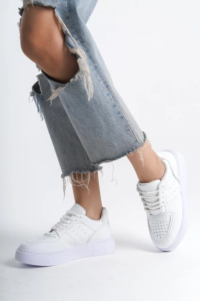 Kadın Bağcıklı Kalın Taban Rahat Günlük Spor Ayakkabı Sneaker - Resim 11