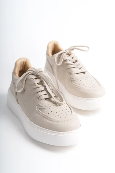 Kadın Bağcıklı Kalın Taban Rahat Günlük Spor Ayakkabı Sneaker - Resim 8