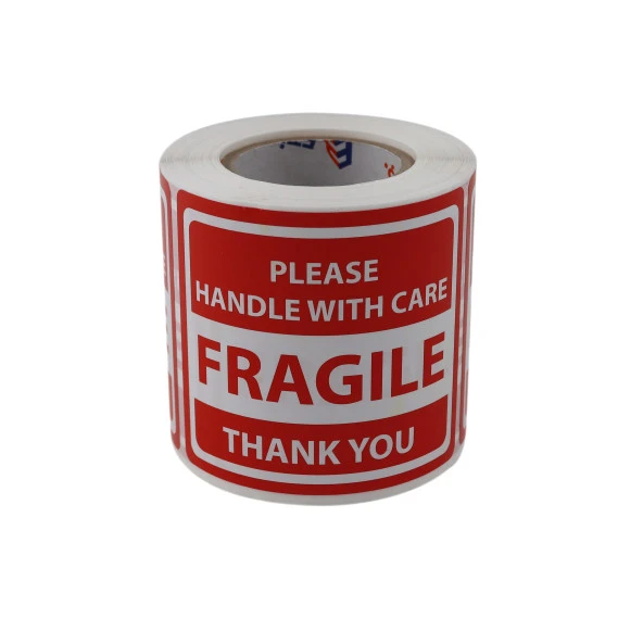 Fragile Roll Label 70mm X 80mm 250 Pcs "Please Handle With Care Thank You" Coated Stickers