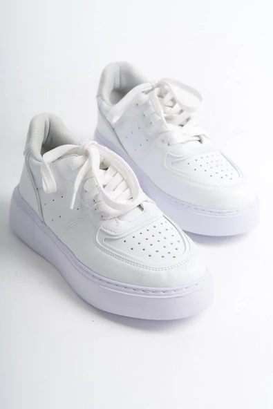 Kadın Bağcıklı Kalın Taban Rahat Günlük Spor Ayakkabı Sneaker - Resim 12