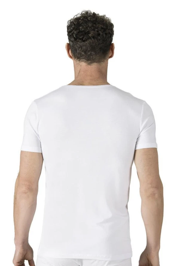 6 Adet Özkan Erkek Modal V Yaka Kısa Kol Atlet Fanila 11143 - Resim 3