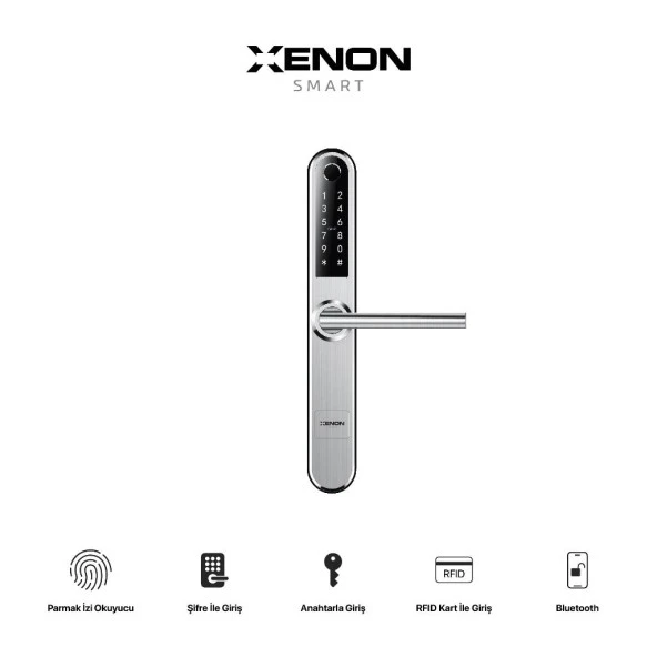 Xenon Smart Akıllı Kapı Kilidi Parmak İzi Dokunmatik Şifre Girişli Gümüş - Resim 2