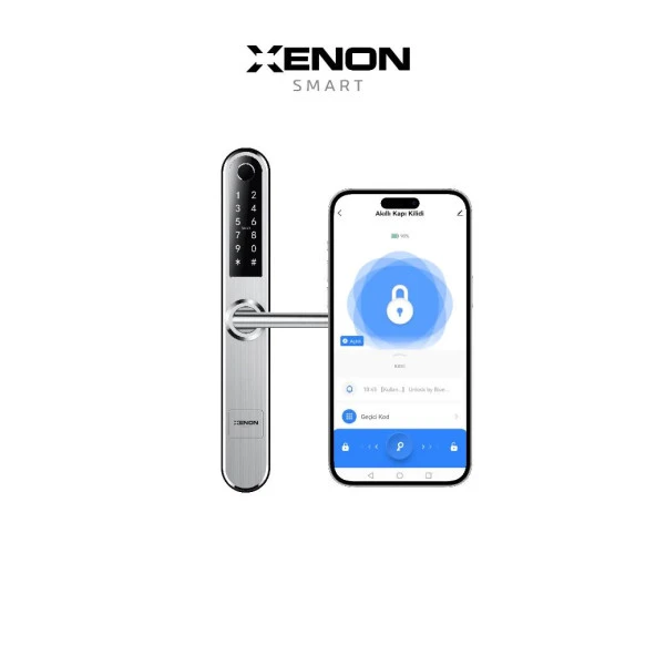Xenon Smart Akıllı Kapı Kilidi Parmak İzi Dokunmatik Şifre Girişli Gümüş - Resim 3