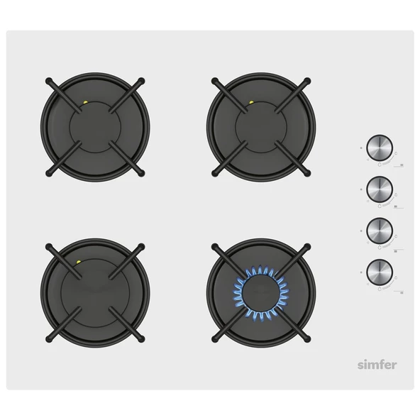 Simfer 3048 NG 60 Cm Beyaz Cam Set Üstü Ocak