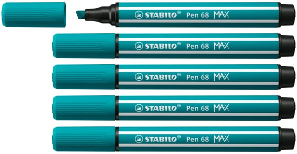 Stabilo Keçe Uçlu Kalem 68 Max Turkuaz Mavi Keçe Uçlu İşaretleme Kalemi (5 Li Paket)