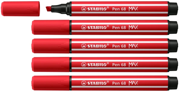 Stabilo Keçe Uçlu Kalem 68 Max Kızıl Keçe Uçlu İşaretleme Kalemi (5 Li Paket)