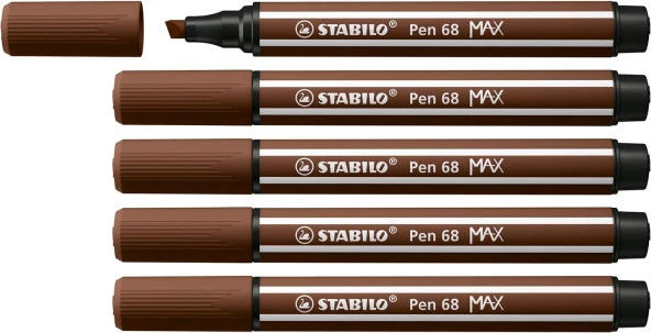 Stabilo Keçe Uçlu Kalem 68 Max Koyu Kahverengi Keçe Uçlu İşaretleme Kalemi (5 Li Paket)