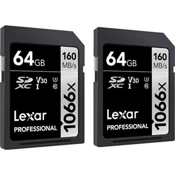 Lexar 64GB Professional 1066X Uhs-I Sdxc Hafıza Kartı 2li Paket