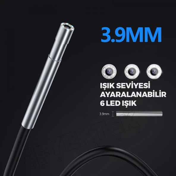 Endüstriyel LED Işıklı Endoskop Kamera 4,3 İnç HD Ekran, Otomotiv Sektörü İçin Uyumlu (3.9mm, 2m) - 2