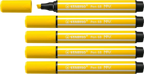 Stabilo Keçe Uçlu Kalem 68 Max Limon Sarısı Keçe Uçlu İşaretleme Kalemi (5 Li Paket)