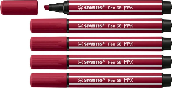 Stabilo Keçe Uçlu Kalem 68 Max Vişne Çürüğü Keçe Uçlu İşaretleme Kalemi (5 Li Paket)