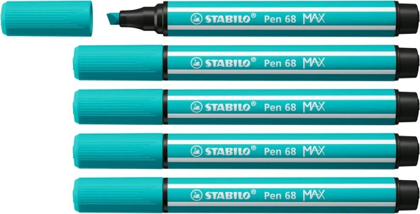 Stabilo Keçe Uçlu Kalem 68 Max Buz Yeşili Keçe Uçlu İşaretleme Kalemi (5 Li Paket)