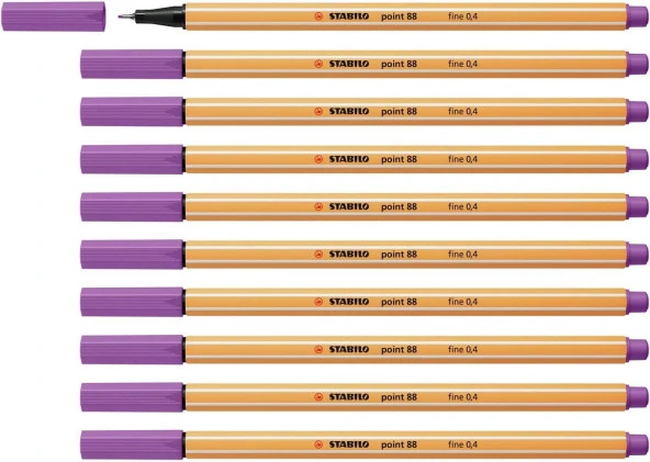 Stabilo Keçe Uçlu İnce Kalem 88 Point 0.4 MM Erik Moru İnce Keçe Uçlu Kalem (10 Lu Paket)