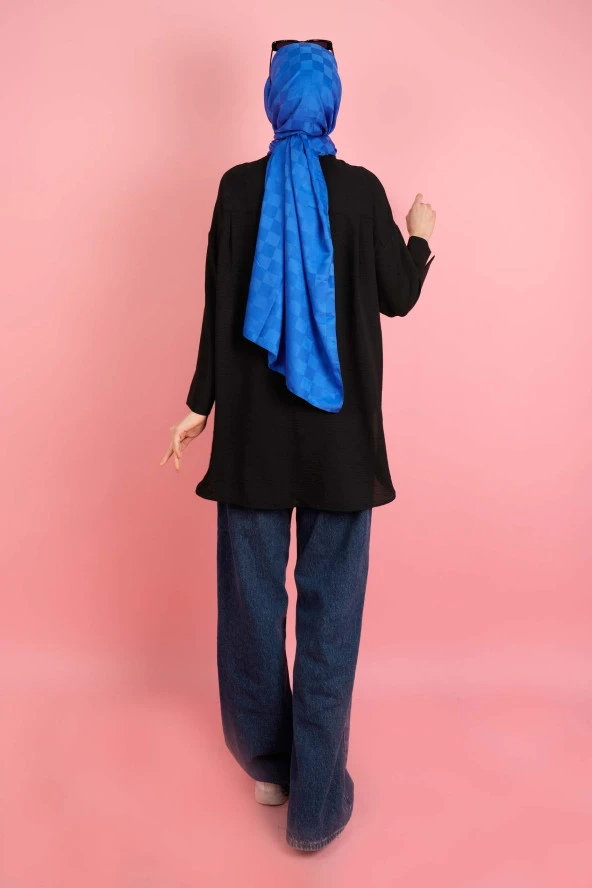 Kadın Bisiklet Yaka Tunik Basic Kol Yırtmaç Detaylı Aerobin Tunik Siyah - 3