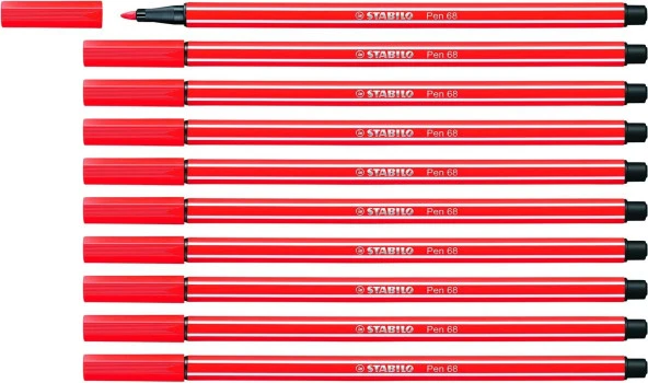 Stabilo Keçe Uçlu Boya Kalemi 1 MM Açık Kırmızı Keçeli Boya Kalemi (10 Lu Paket)