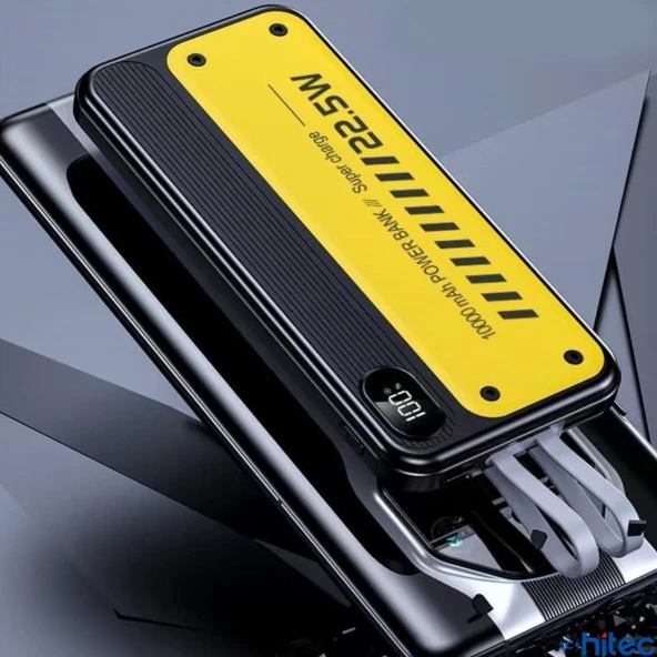 ScHitec YK 22.5W Type-C ve Lightning Kablolu Led Göstergeli UsbA&Type-C Çıkışlı Süper Şarj 10000mAh Powerbank - 3