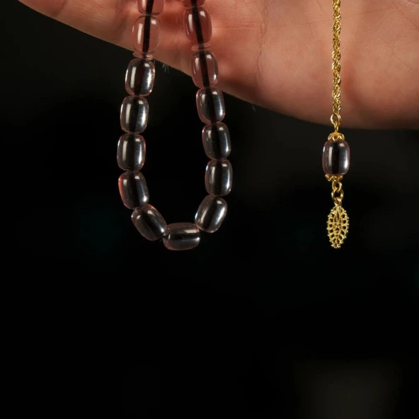 Ateş Kehribar 925 Ayar Sarı Rodajlı Püsküllü Tesbih - Resim 2