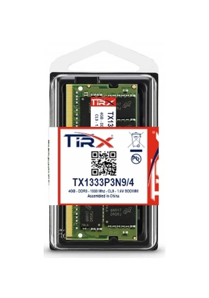 Tirx TX1333P3N9/4 4 GB DDR3 1333 MHz CL9 Notebook Ram