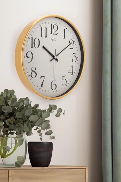 DEKORATİF BÜYÜK RAKAMLI GOLD DUVAR SAATİ 29.5 CM