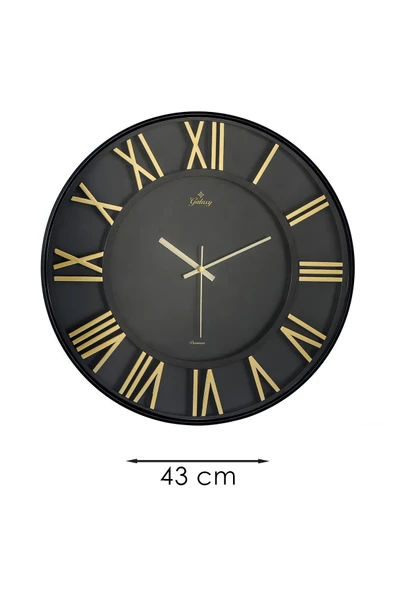 ROMA RAKAMLI SİYAH ZEMİNLİ DUVAR SAATİ 43 CM - 3
