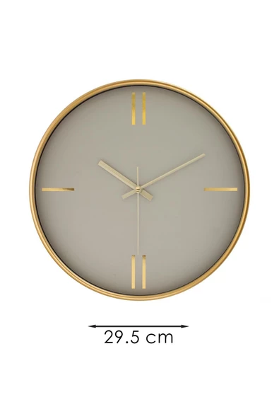 DEKORATİF KREM KADRAN ÇİZGİLİ RAKAM GOLD DUVAR SAATİ 29.5 CM - 3