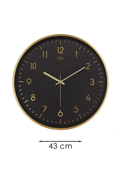 GOLD İNCE LATİN SİYAH ZEMİNLİ DUVAR SAATİ 43 CM - 3