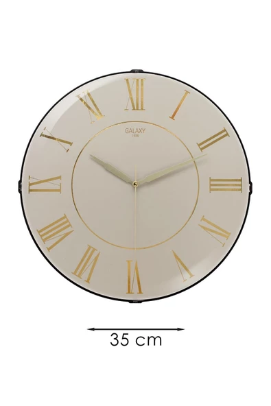 YALDIZLI ROMA RAKAMLI BEYAZ ZEMİNLİ DUVAR SAATİ 35 CM - 3