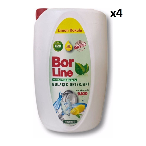 Borline Bulaşık Deterjanı Limon Kokulu 4 x 4 lt