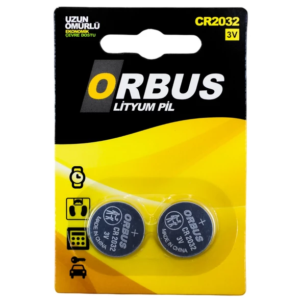 Orbus CR2032 3 Volt Lityum Para Pil 2 Li Cr 2032 Düğme Pil Saat Terazi Pili