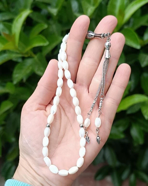 Tesbih 33 lük Sedef Doğal Taş Arpa Kesim Tespih - 3