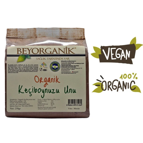 BEYORGANİK ORGANİK KEÇİBOYNUZU UNU 250 GR