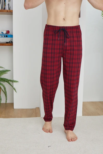 Kly Büyük Beden Erkek Ekose Tek Pijama Pantolon