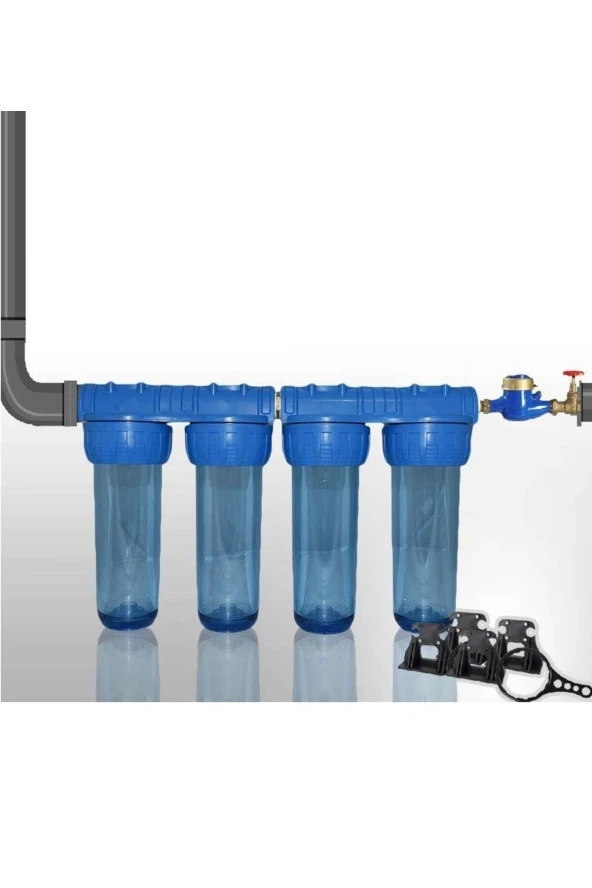 Daire Bina Sayaç Girişi 4 Aşama Arıtma Seti 10" Ağır Kireç Önleyici Yumuşatma Sistemi - Resim 3