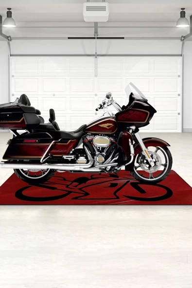 SonicTouch Motosiklet Park Matı Kaymaz Yıkanır Yağa Dayanıklı Kırmızı Motor Garaj Paspası 70x170cm - 3