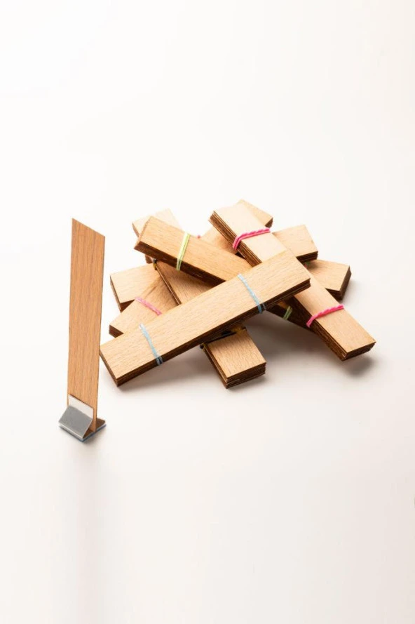 Ahşap Mum Fitili + Yapışkanlı Sehpa - 75 Adet ( 20mm x 100mm x 0,5mm ) - Resim 3