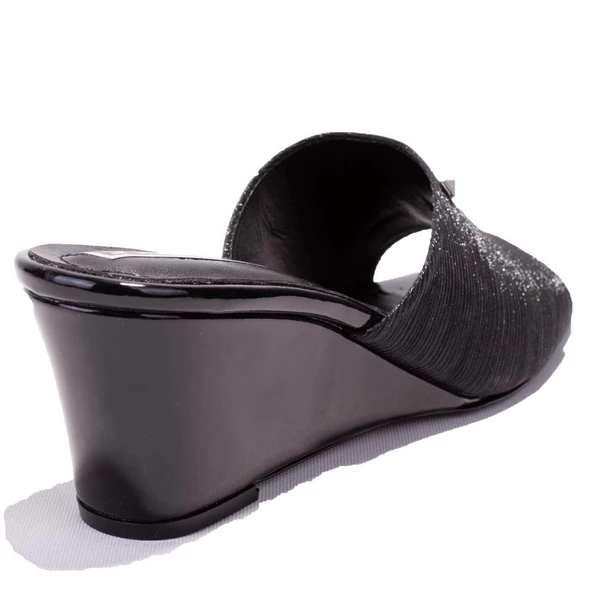 Dagoster DZA07-108524344 Siyah Dolgu Taban Topuklu Kadın Terlik - 4