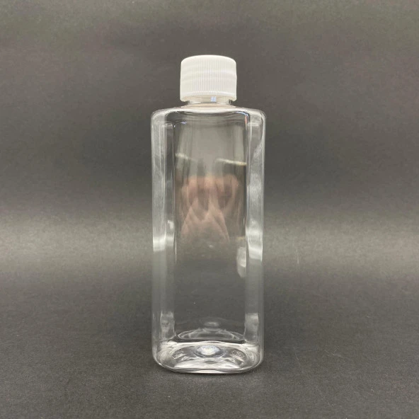 200 cc Yassı Pet Şişe - Beyaz Kapaklı- 200ml Kapaklı Plastik Şişe x 10 Adet ürün görseli