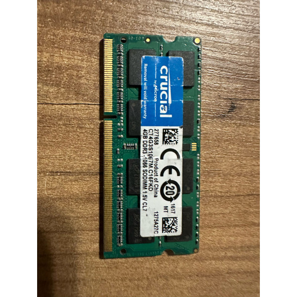 4GB 2Rx8 PC3-1600S 1600 MHZ 1.5V NOTEBOOK RAM BELLEK 2.EL KULLANILMIŞ - 4