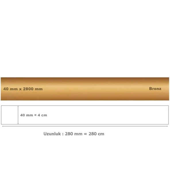 40 mm x 2800 mm Bronz Sibu Aynalı Pleksi Şerit Mobilya Süsü - 2