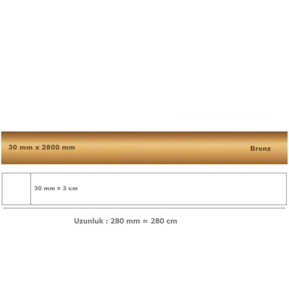 30 mm x 2800 mm Bronz Sibu Aynalı Pleksi Şerit Mobilya Süsü - 2