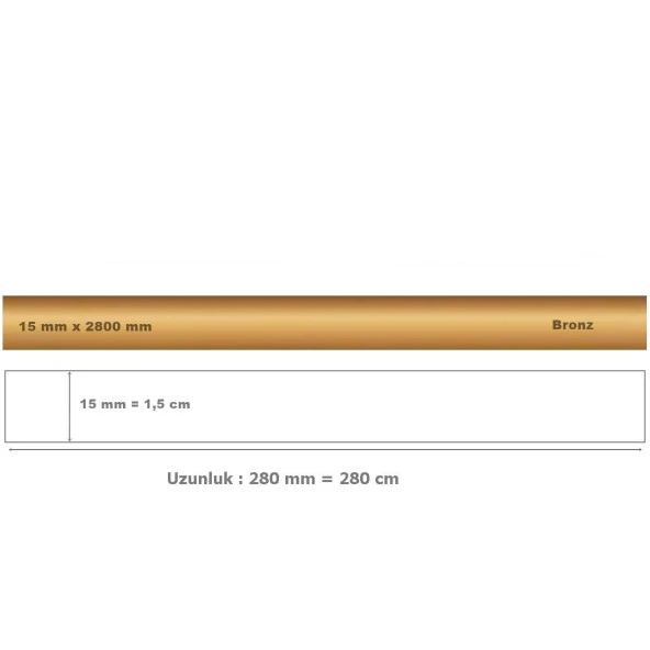 15 mm x 2800 mm Bronz Sibu Aynalı Pleksi Şerit Mobilya Süsü - 2