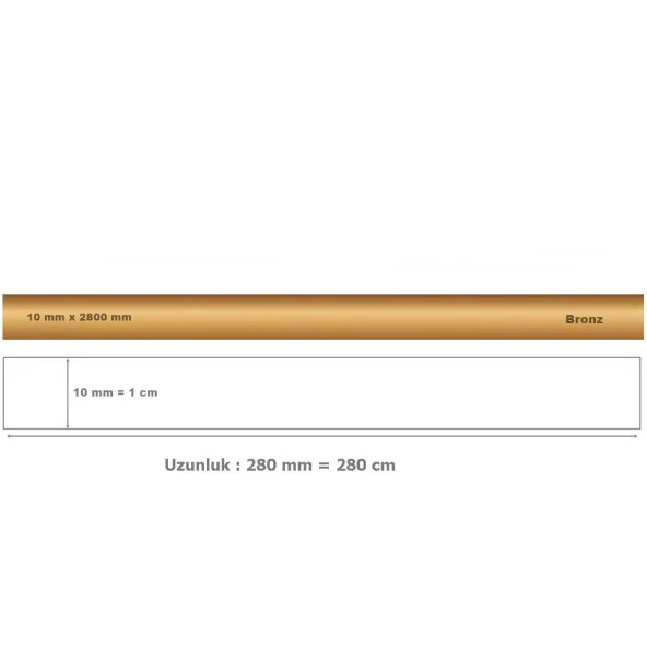 10 mm x 2800 mm Bronz Sibu Aynalı Pleksi Şerit Mobilya Süsü - 2