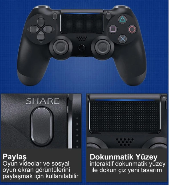 Ps4 Uyumlu Kablosuz Oyun Kolu Gamepad Joystick - 5